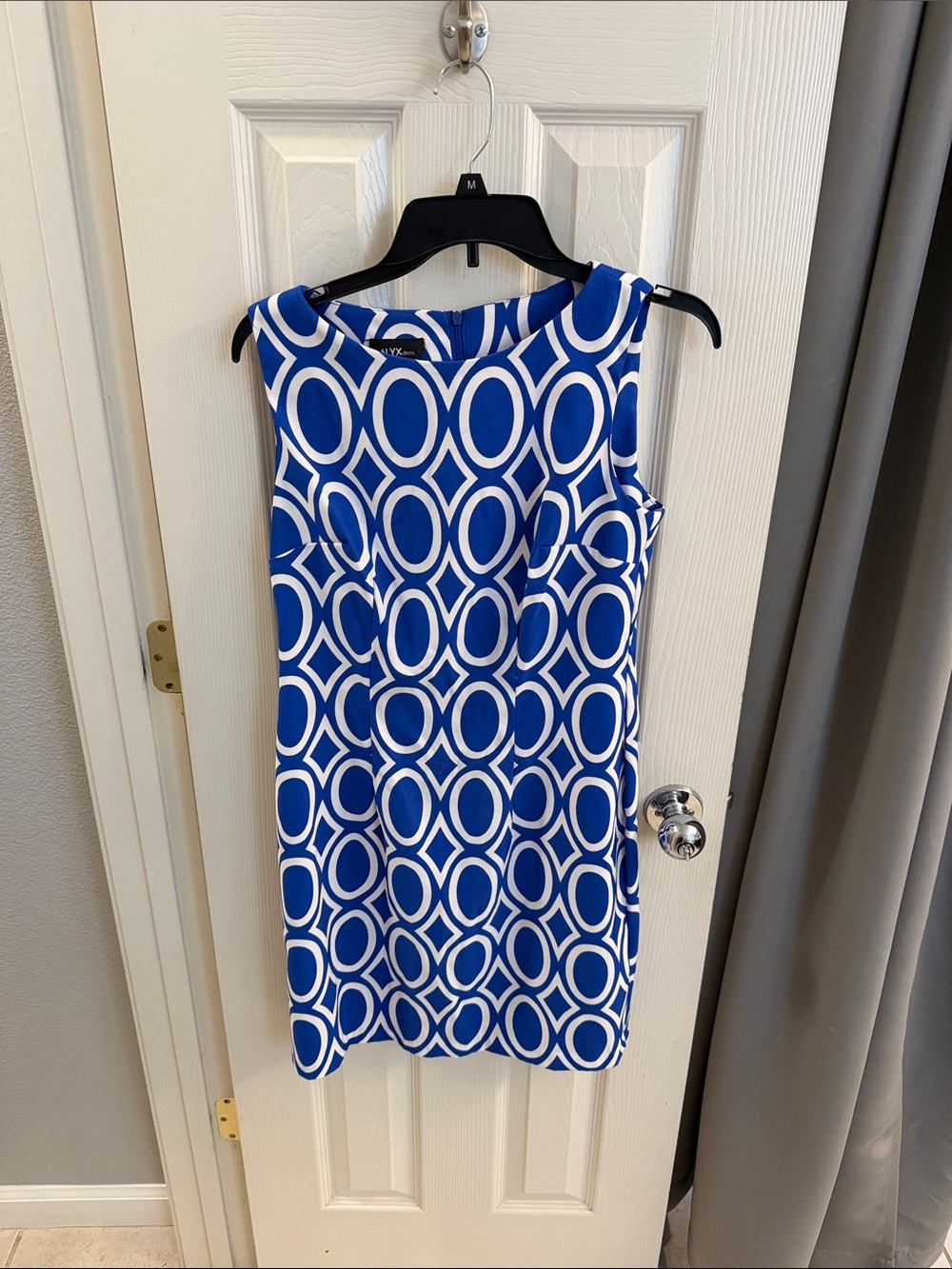Alyx Royal Blue and White Sleeveless Circle-Print Mini Dress